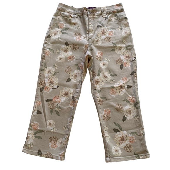 🚫SOLD🚫NWT Gloria Vanderbilt Amanda Floral Capri Pants Women’s Size 10 Stretch - Picture 13 of 13
